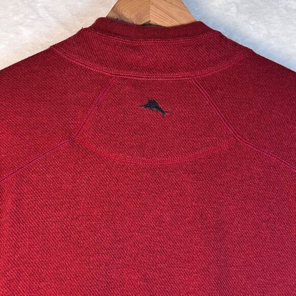 Tommy Bahama Mens Reversible 1/4 Zip Pullover Sweater XL Red Gray Coastal Casual - Picture 5 of 11